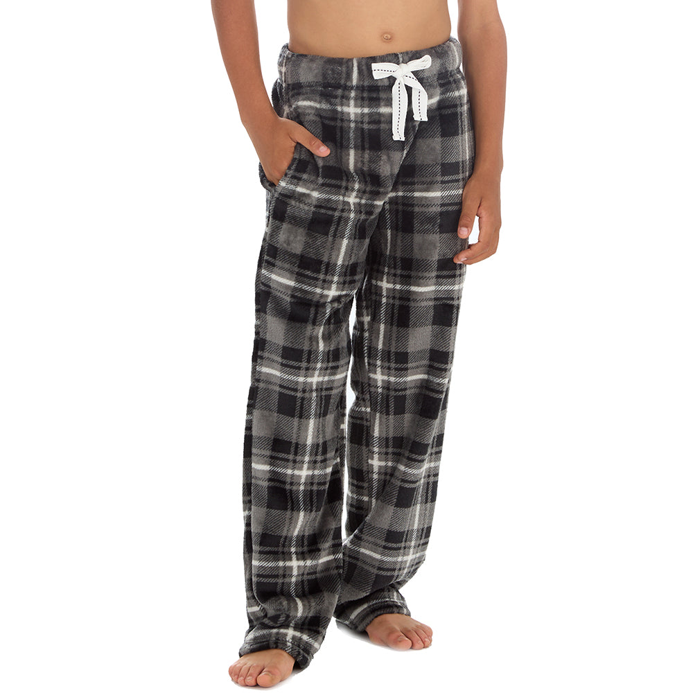 Boys Charcoal Check Fleece Pyjama Bottoms