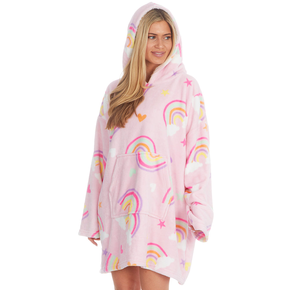 Ladies Rainbow Pink Blanket Hoodie