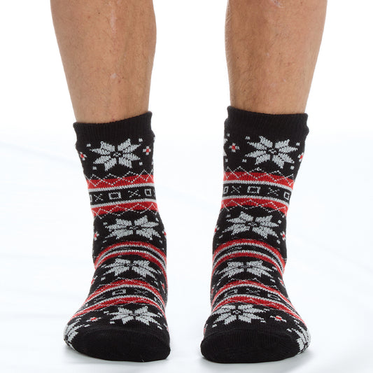 Mens Fair Isle Black Slipper Socks