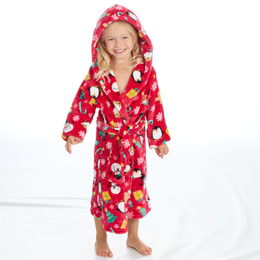 Infant Kids Christmas Red Dressing Gown