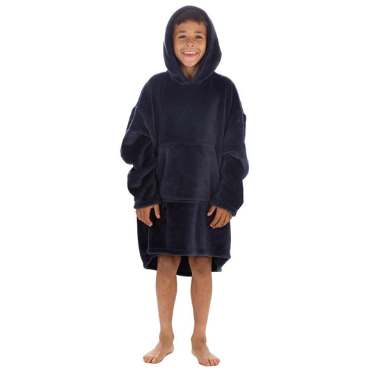 Boys Stone Blue Plain Blanket Hoodie