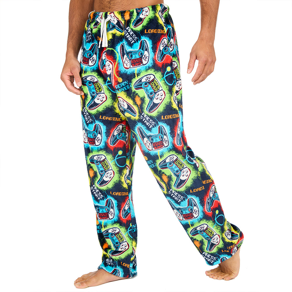 Mens Gamer Black Fleece Pyjama Bottoms