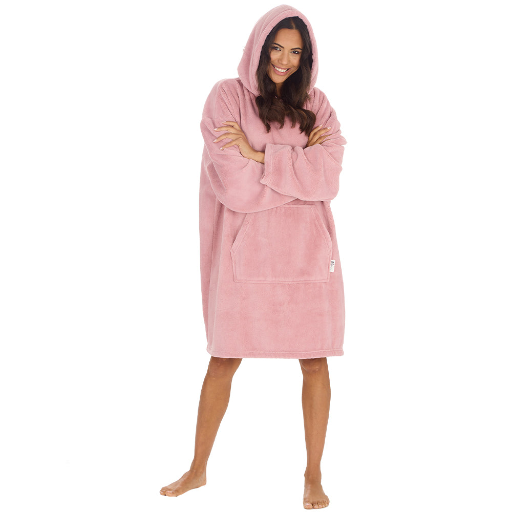 Ladies Blush Coral Fleece Blanket Hoodie