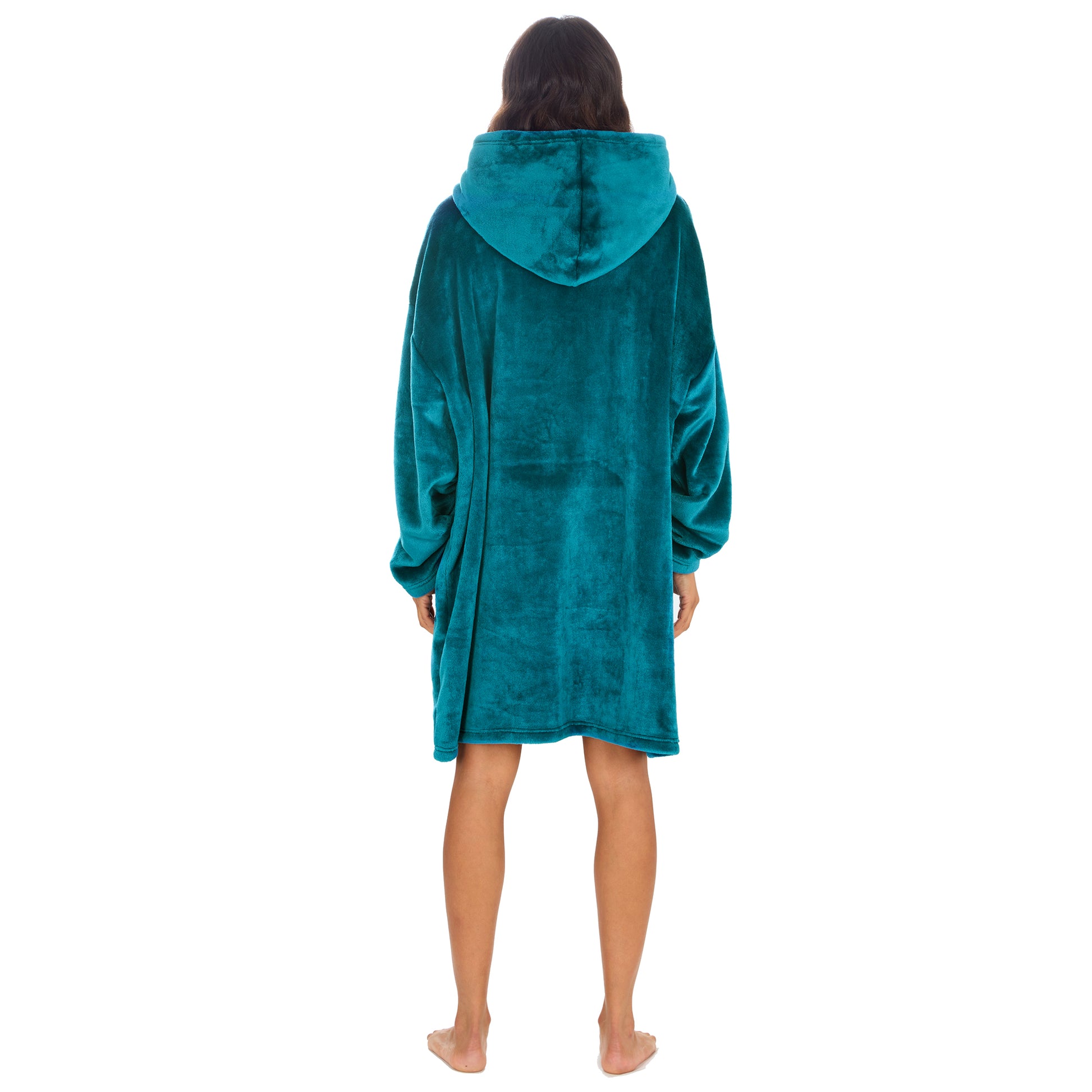 Ladies Shimmer Teal Blanket Hoodie