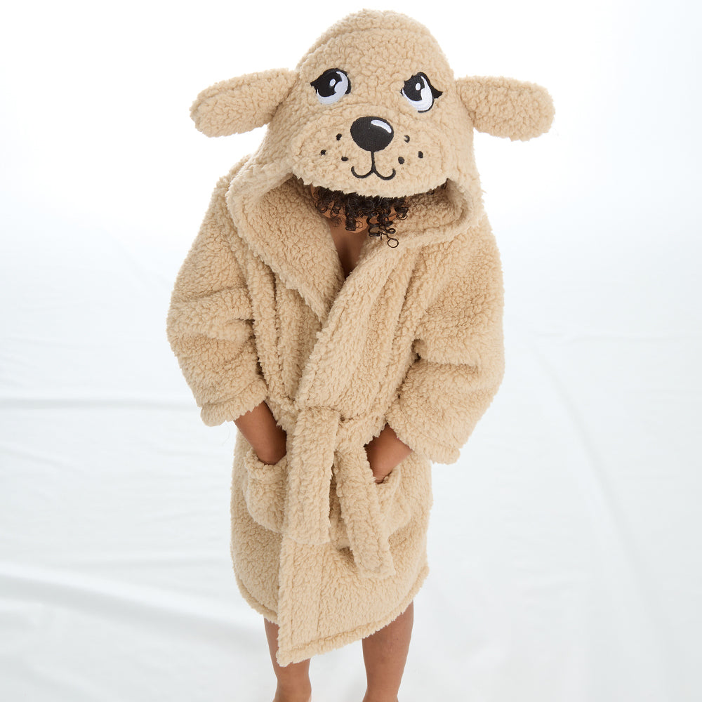 Infant Kids Puppy Sherpa Fleece Dressing Gown