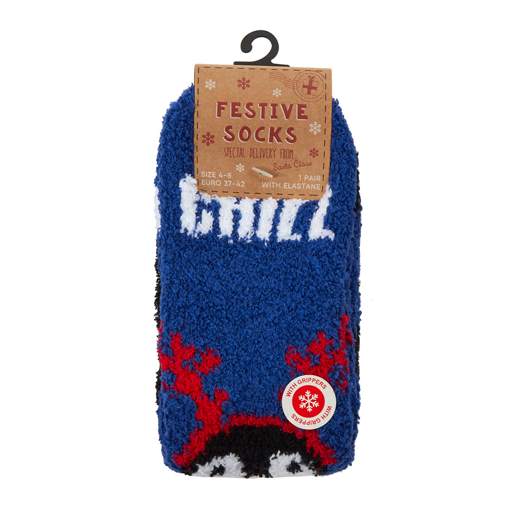 Ladies Christmas Penguin Fluffy Socks