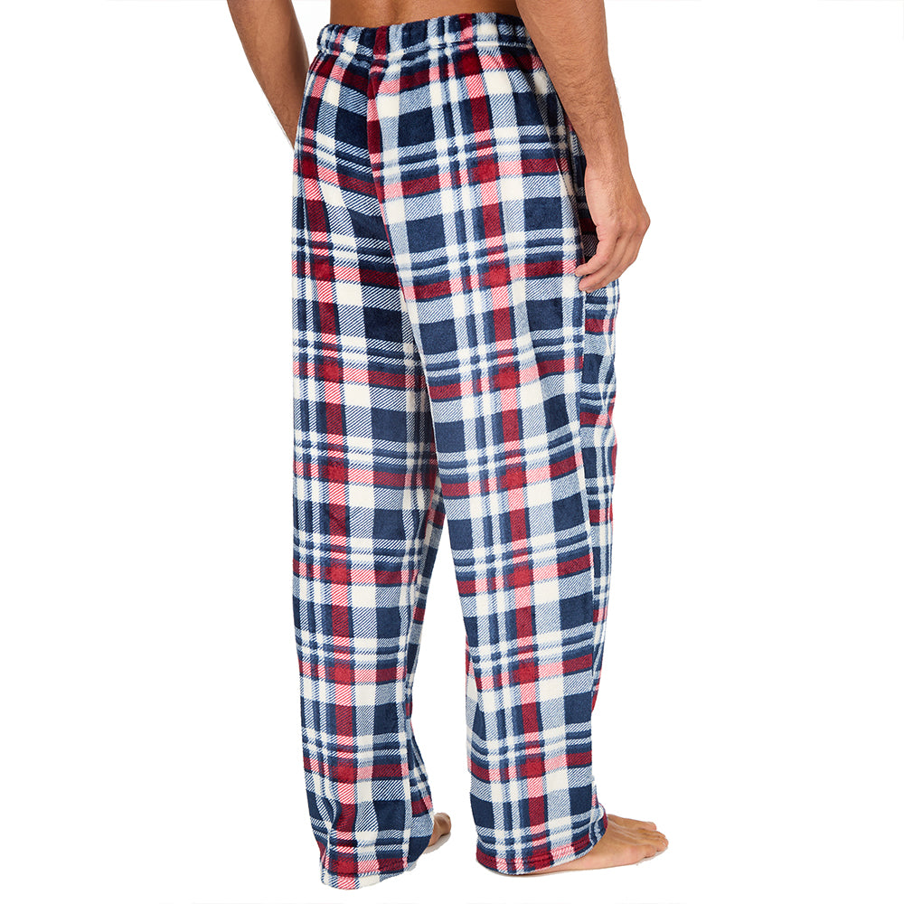 Mens Burgundy Check Fleece Pyjama Bottoms