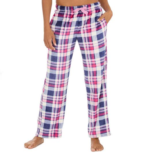 Ladies Blue Check Fleece Pyjama Set