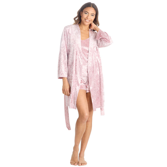 Ladies Luxury Pink Velvet Nightwear Set