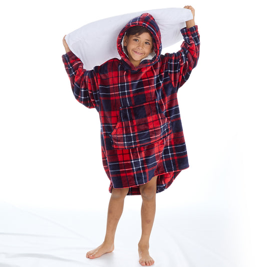 Boys Tartan Check Blanket Hoodie