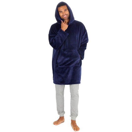 Mens Midnight Blue Plain Blanket Hoodie