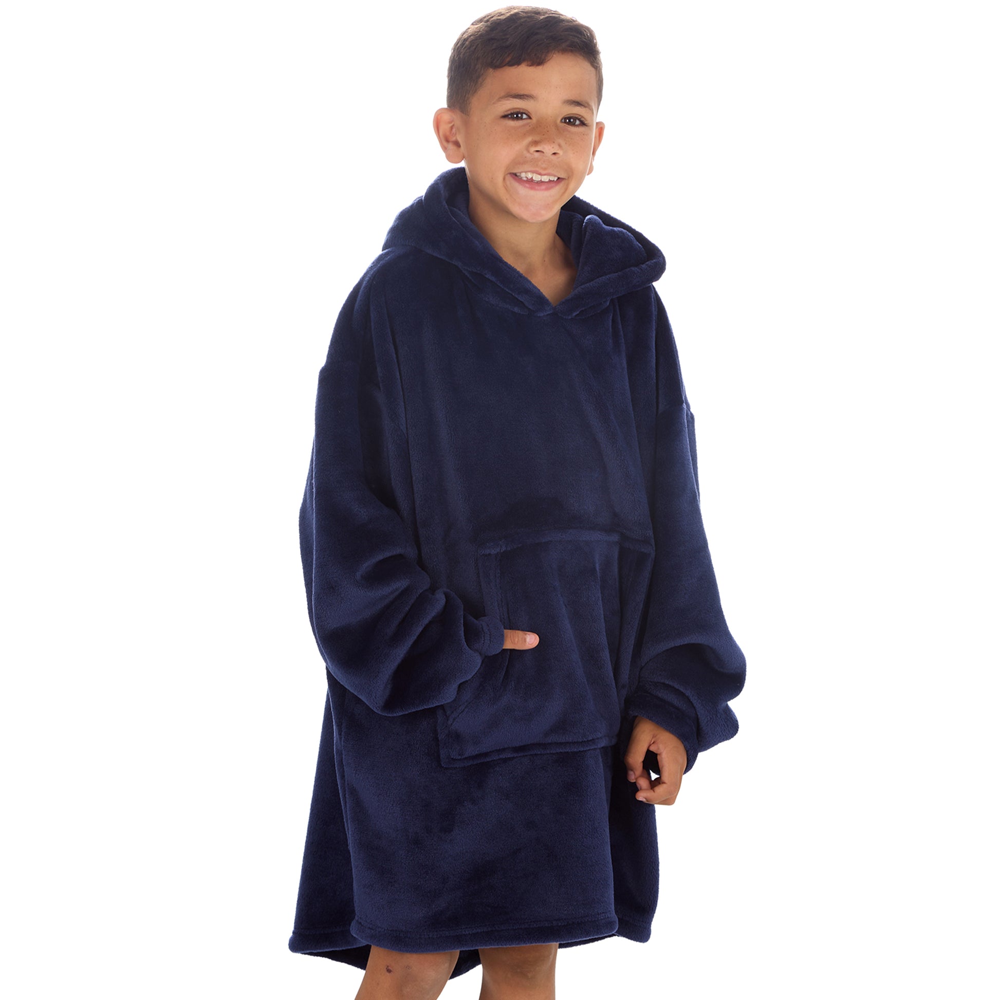 Boys Midnight Blue Plain Blanket Hoodie