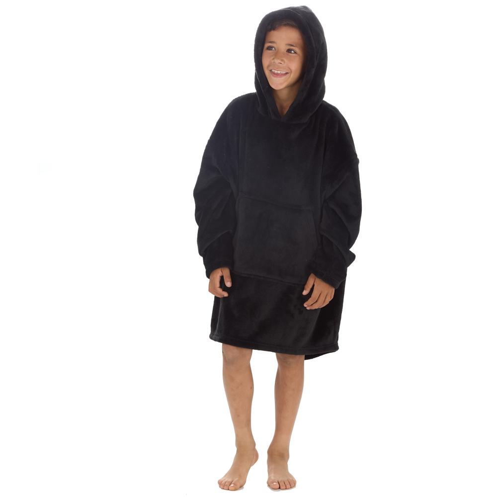 Boys Black Coral Fleece Blanket Hoodie