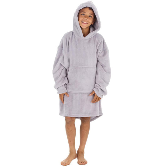 Boys Silver Coral Fleece Blanket Hoodie