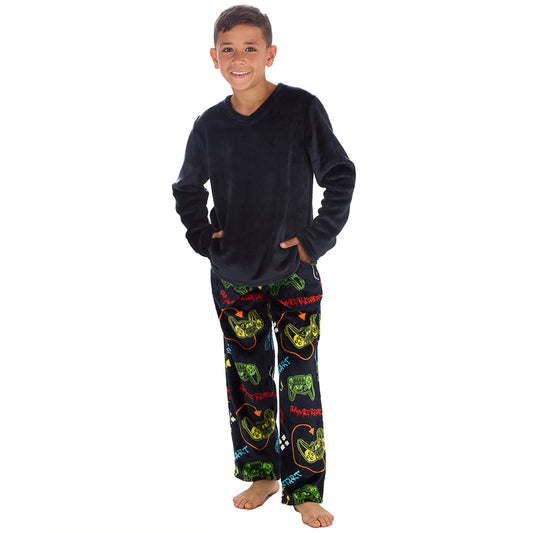 Boys Gamer Navy Fleece Pyjama Set