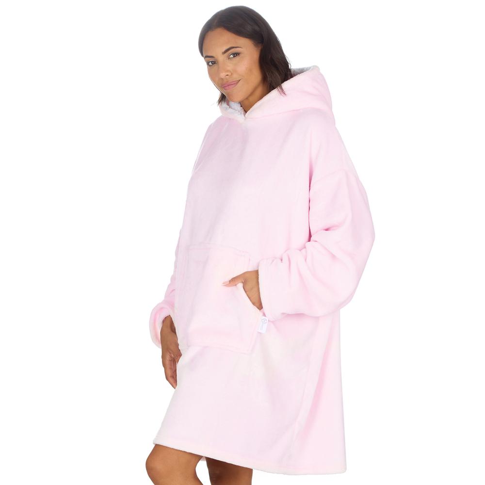 Ladies Shimmer Pink Blanket Hoodie