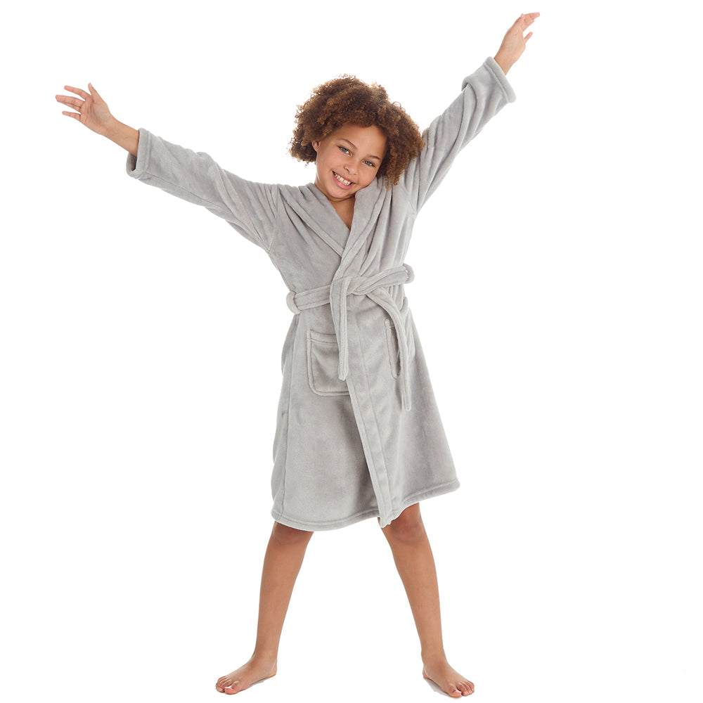 Girls Plain Grey Dressing Gown