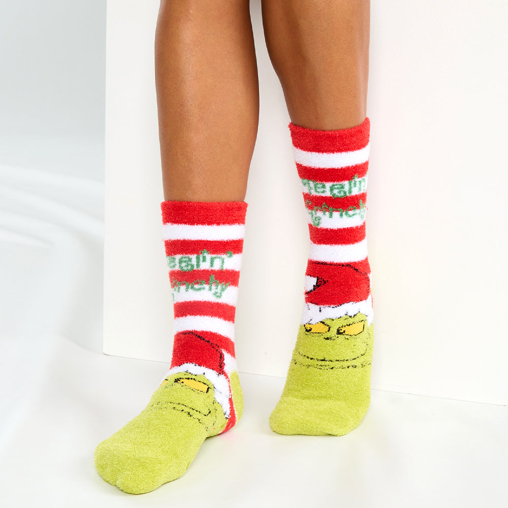 Ladies Santa Grinch Fluffy Socks