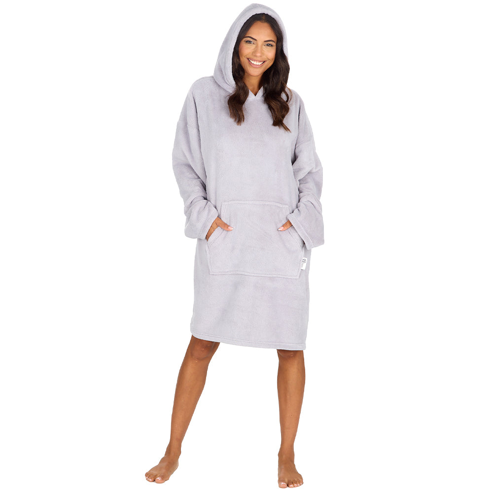 Ladies Silver Coral Fleece Blanket Hoodie