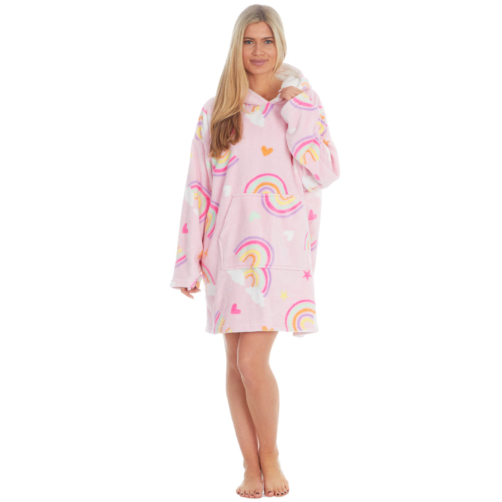 Ladies Rainbow Pink Blanket Hoodie