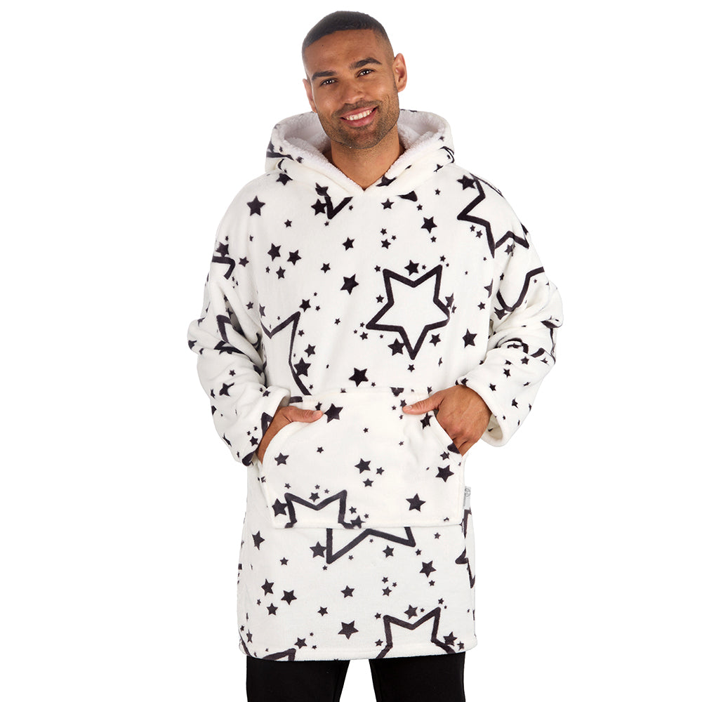 Mens Stars White Blanket Hoodie