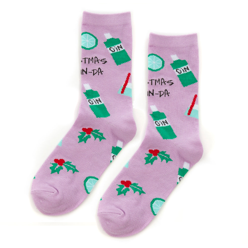 Ladies Christmas Gin-Da Cotton Socks