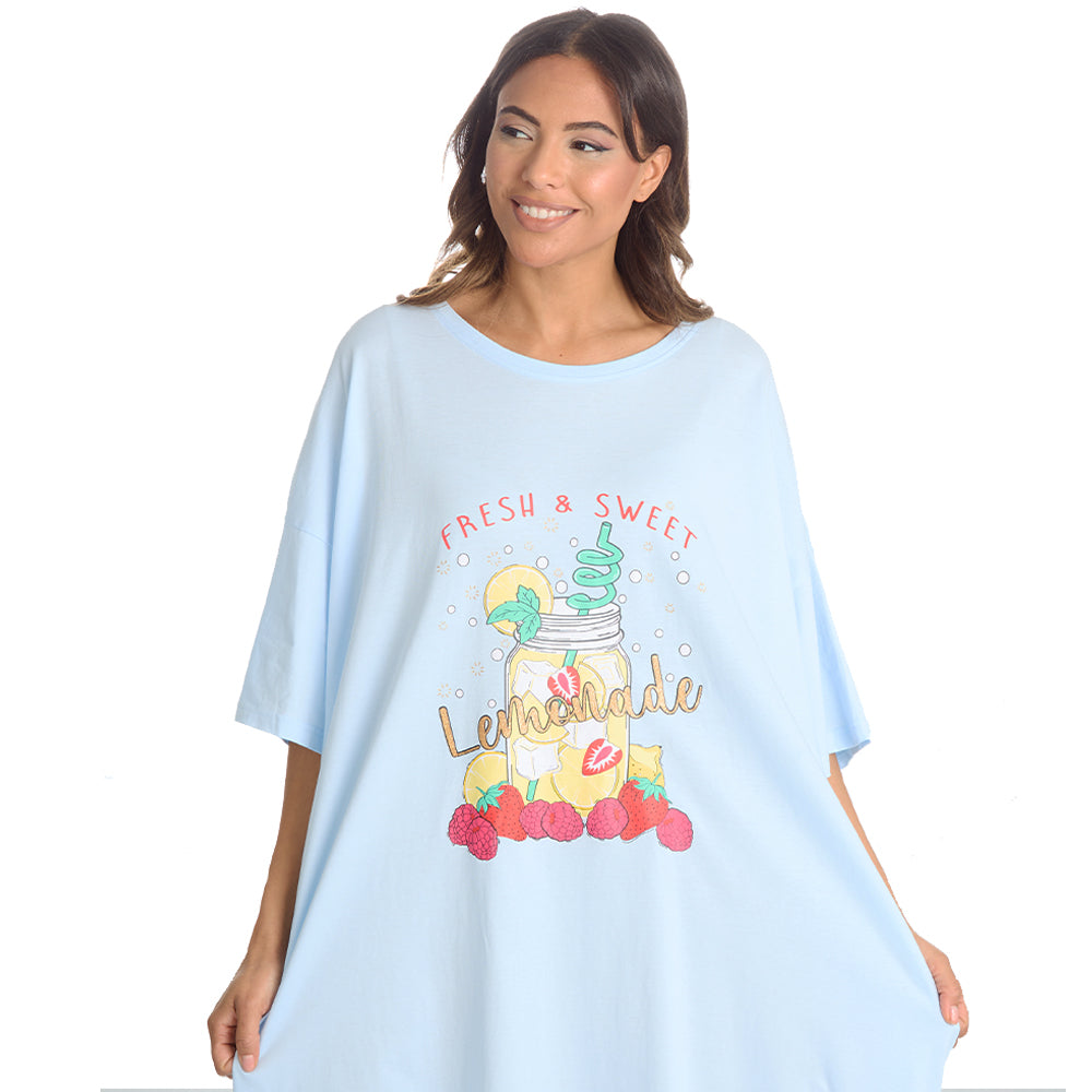 Ladies Lemonade Blue Oversize Sleep Tee