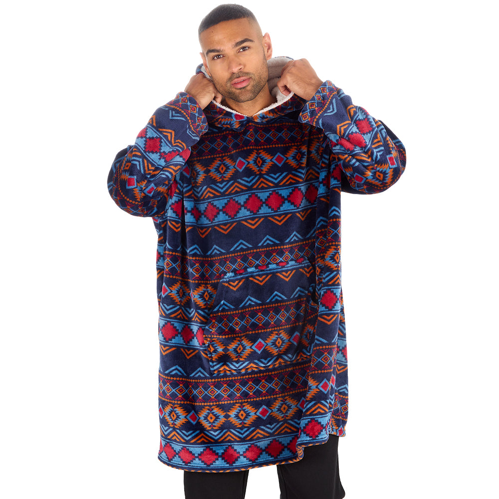 Mens Aztec Blanket Hoodie