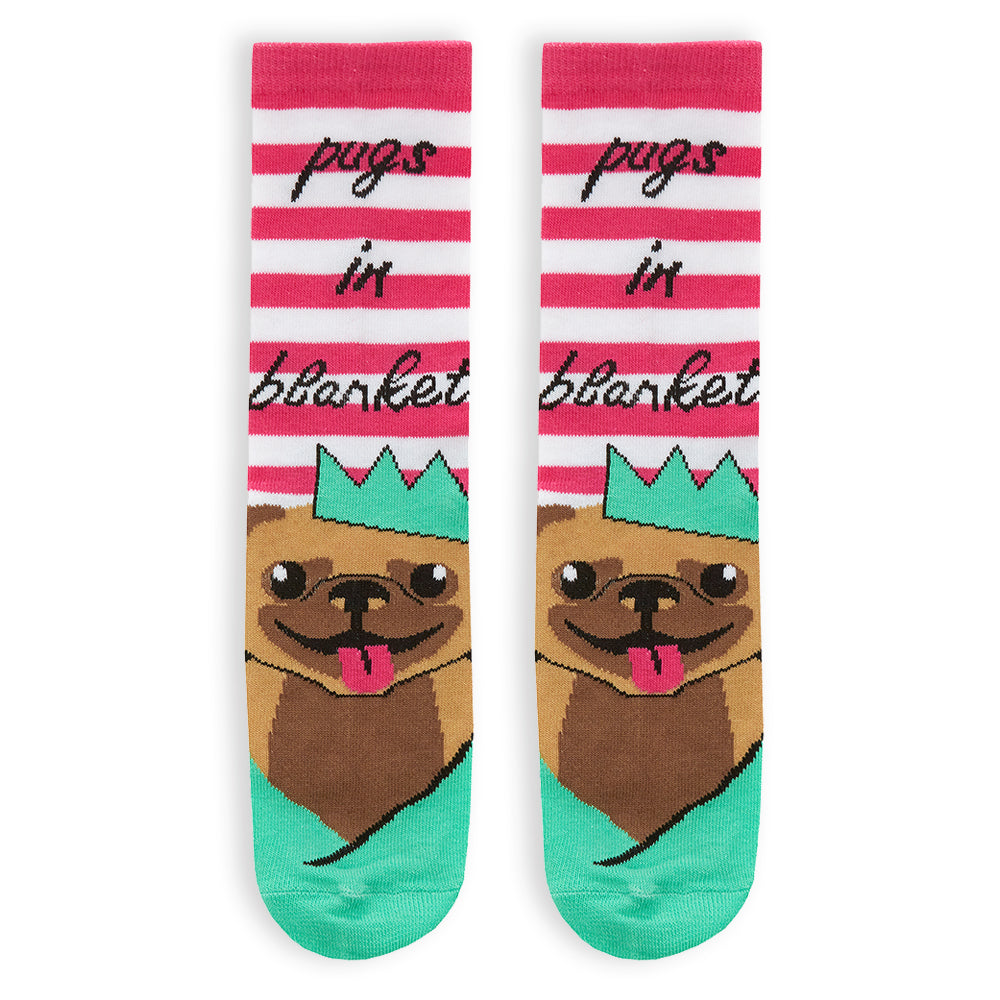 Ladies Christmas Pugs Cotton Socks