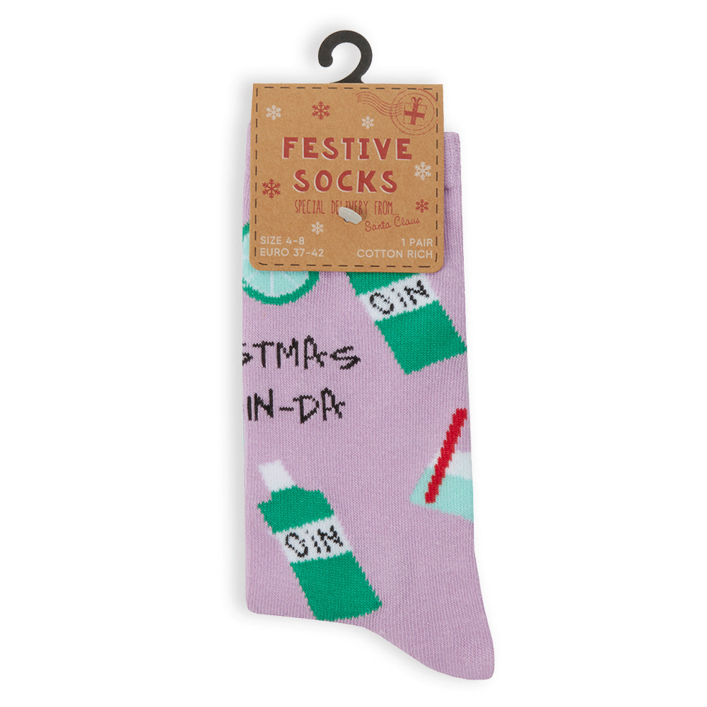 Ladies Christmas Gin-Da Cotton Socks