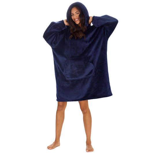 Ladies Midnight Blue Plain Blanket Hoodie