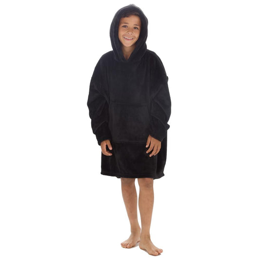 Boys Black Coral Fleece Blanket Hoodie