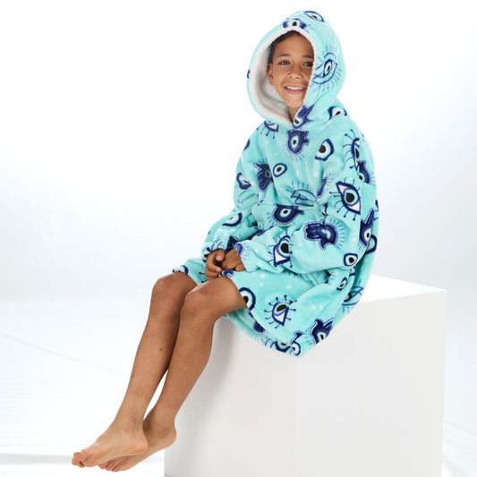 Boys Evil Eye Aqua Blanket Hoodie