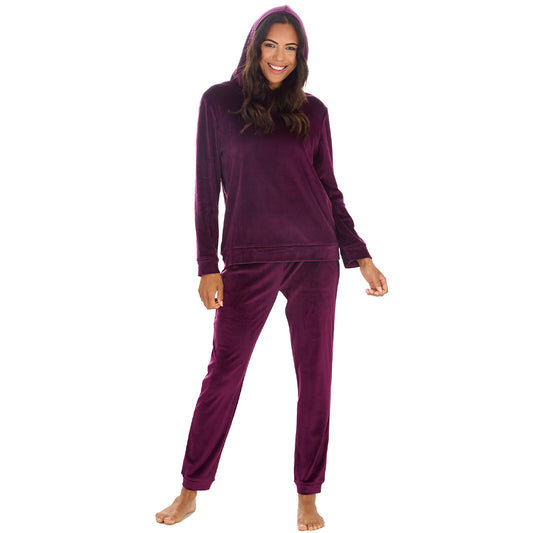 Ladies Plum Hooded Lounge Set