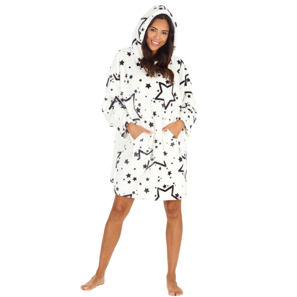 Ladies Stars White Blanket Hoodie