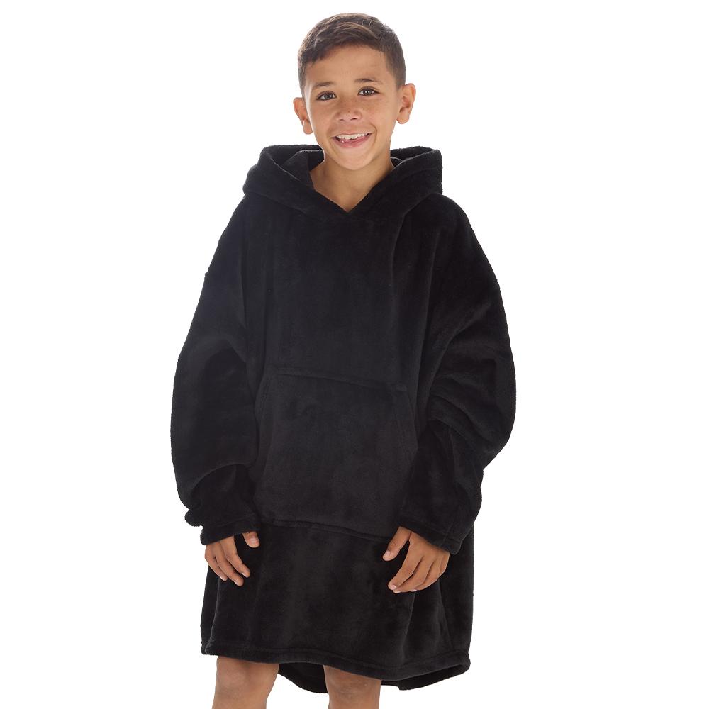 Boys Black Coral Fleece Blanket Hoodie