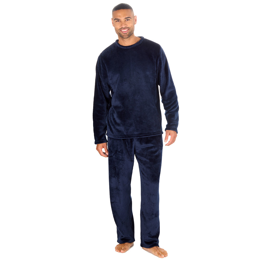 Mens Shimmer Navy Fleece Lounge Set