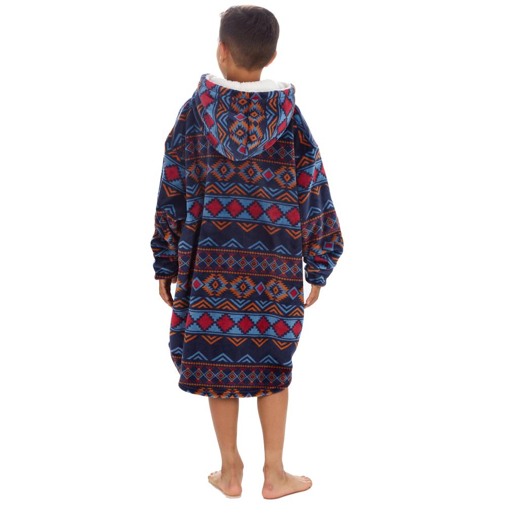 Boys Aztec Navy Blanket Hoodie