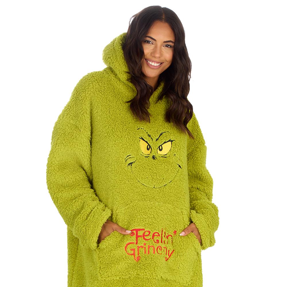 Ladies Grinch Sherpa Blanket Hoodie