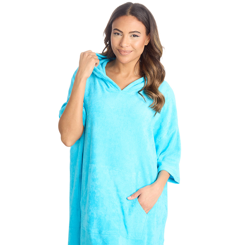 Ladies Aqua Towel Poncho 