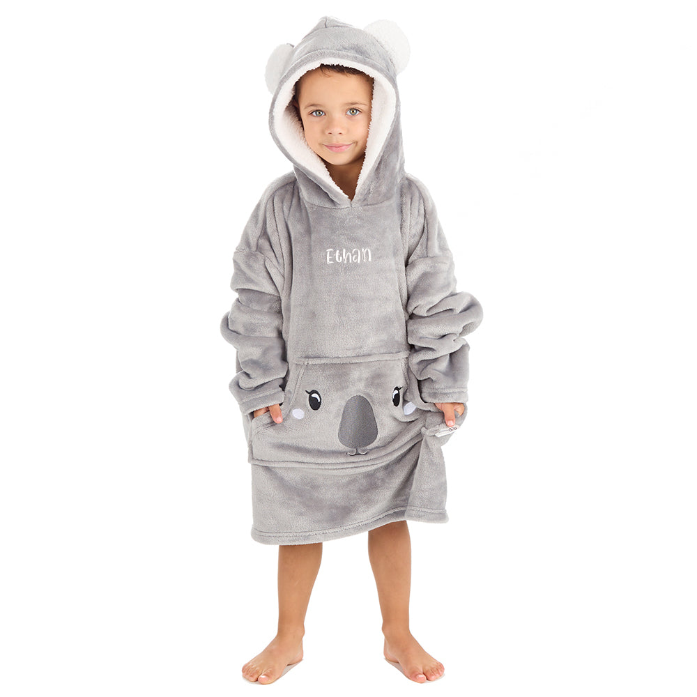 Personalised Infant Kids Koala Mini Blanket Hoodie