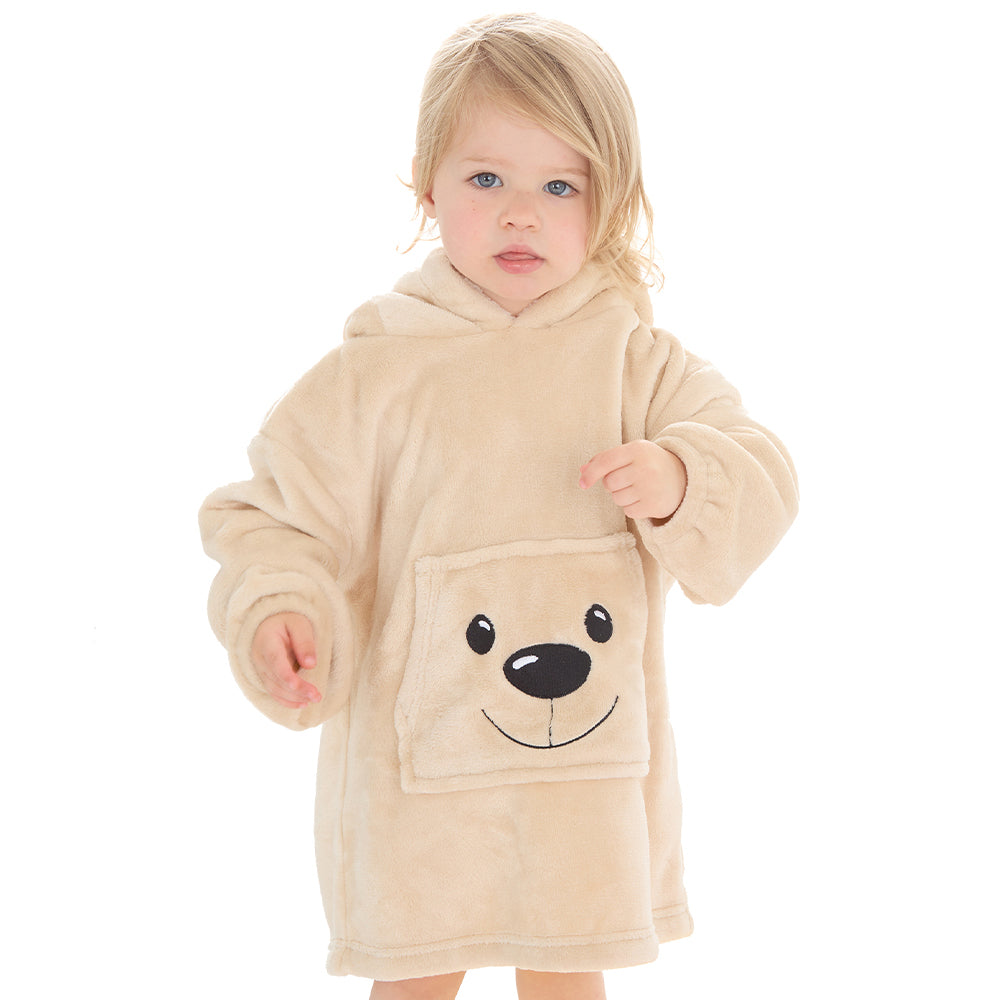 Toddler Kids Teddy Bear Mini Blanket Hoodie