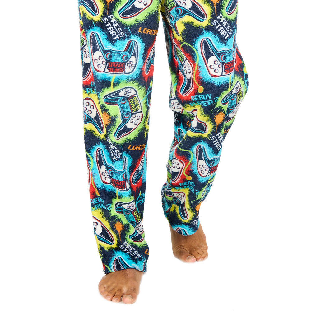 Mens Gamer Black Fleece Pyjama Bottoms