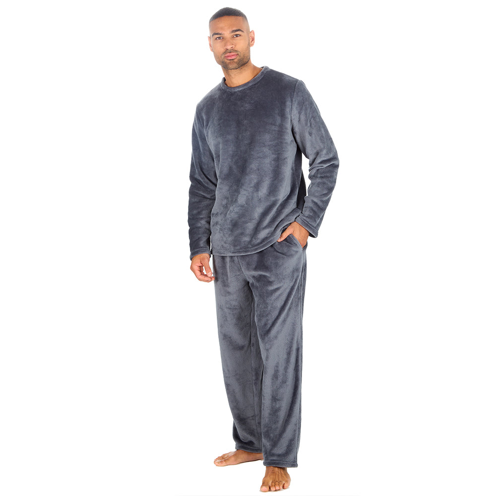 Mens Shimmer Silver Fleece Lounge Set