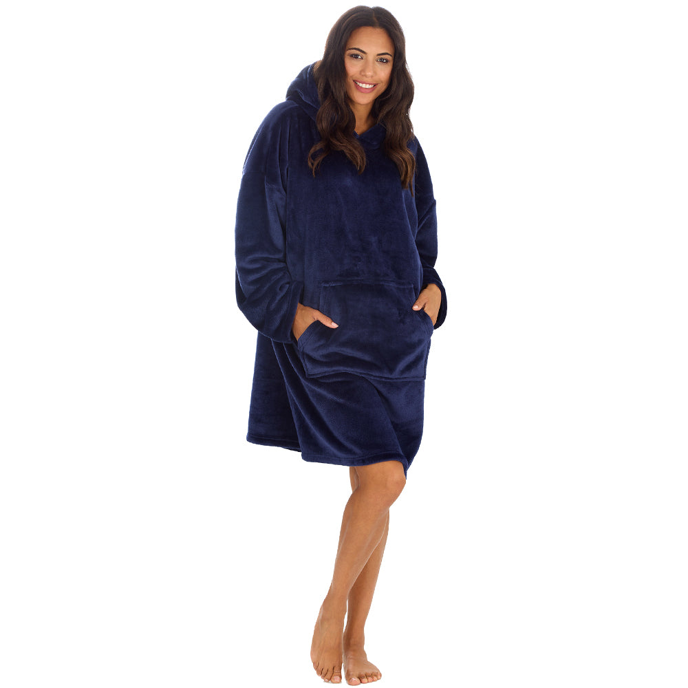 Ladies Midnight Blue Plain Blanket Hoodie