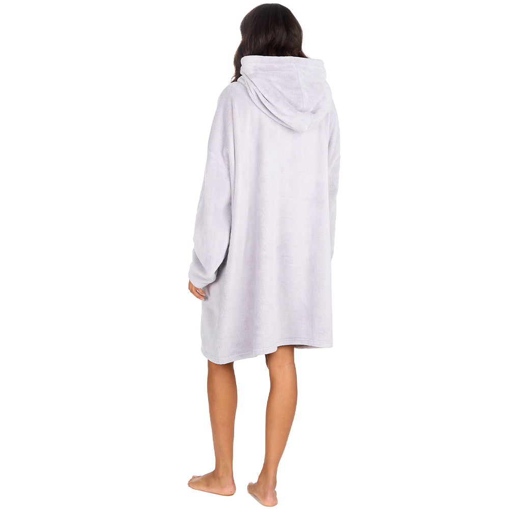 Ladies Silver Coral Fleece Blanket Hoodie