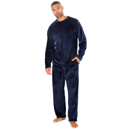 Mens Shimmer Navy Fleece Lounge Set