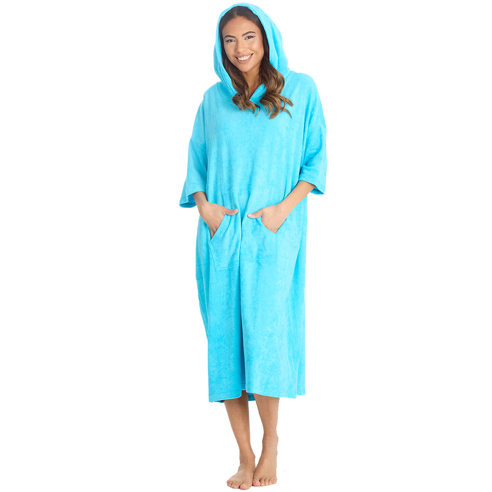 Ladies Aqua Towel Poncho 