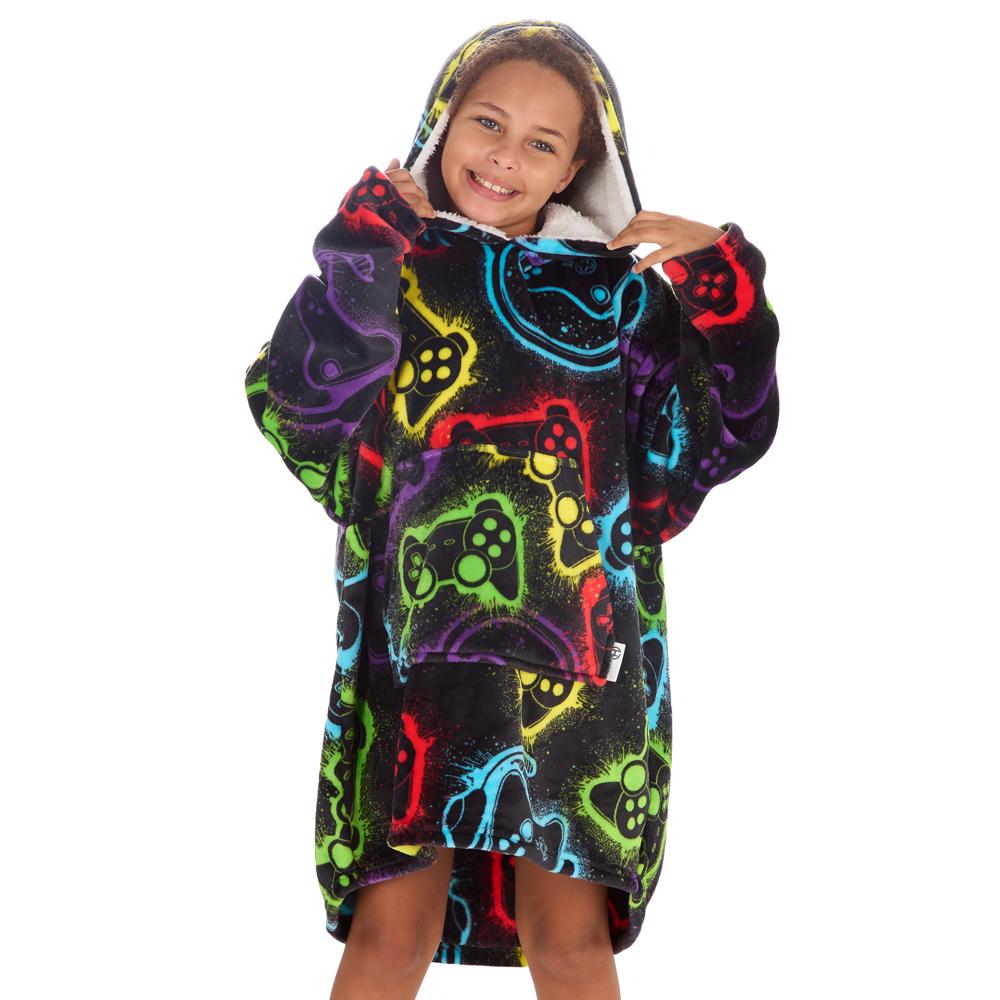 Girls Gaming Black Blanket Hoodie