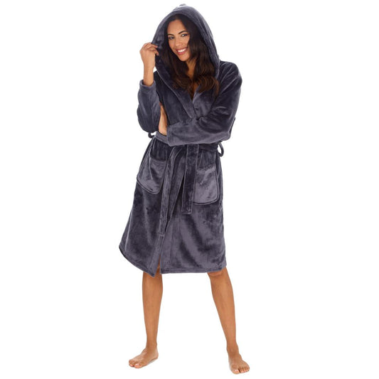 Ladies Shimmer Charcoal Dressing Gown